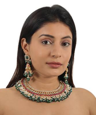 Pink and green necklace set 1