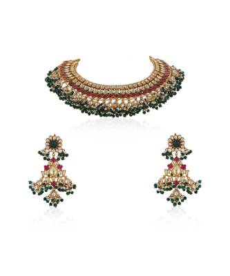 Pink and green necklace set 3