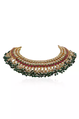 Pink and green necklace set