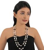 Black and white emerald beads double layered maala
