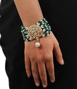 Green & white pearl bracelet