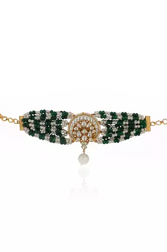 Green & white pearl bracelet