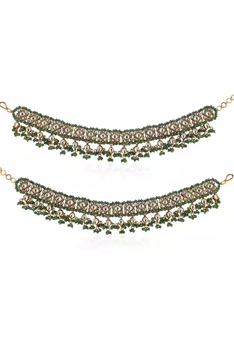 Sea green & white payal
