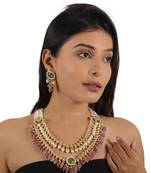 Pastel pink & white double layered necklace set