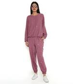 Magenta soft linen embroidered co ord set