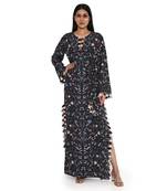 Black forest print art crepe long beyza kaftan