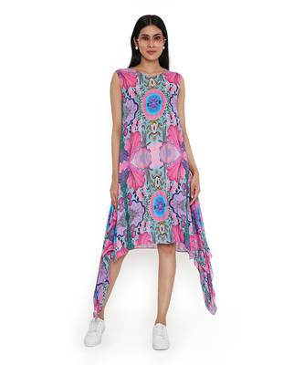 Pink enchanted print cotton wrinkle side tale tunic 1