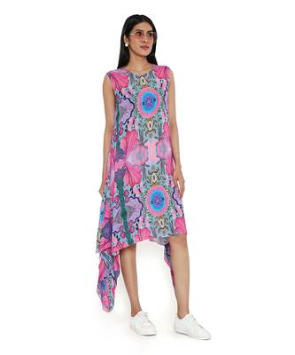 Pink enchanted print cotton wrinkle side tale tunic 2