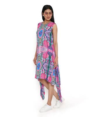 Pink enchanted print cotton wrinkle side tale tunic 3