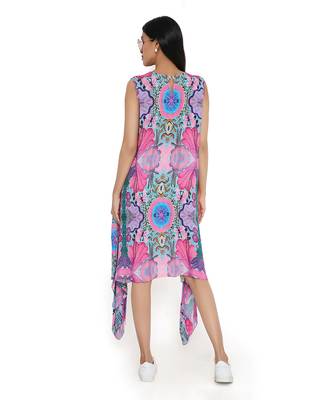 Pink enchanted print cotton wrinkle side tale tunic 4