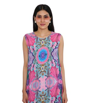 Pink enchanted print cotton wrinkle side tale tunic 5