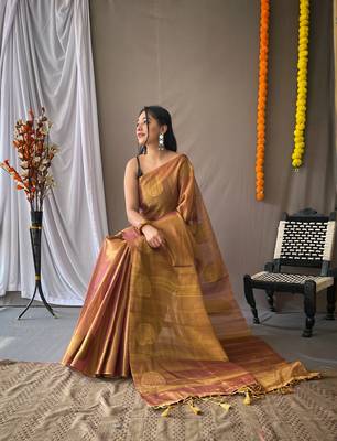 GOLDEN GOREGOUS  TISSUE SILK SAREE 2