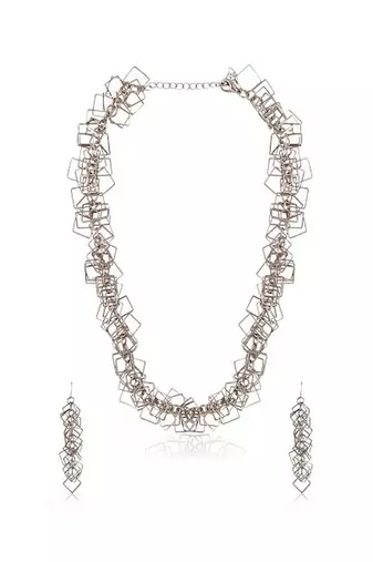 Silver -plated flower handcrafted jewellery set