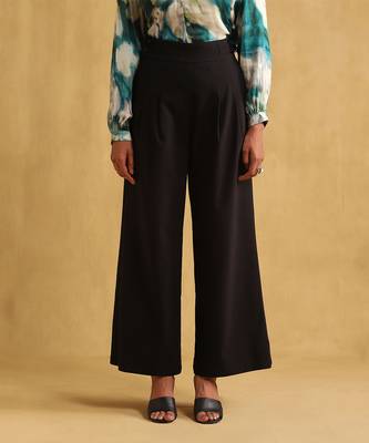 RITU KUMAR Black wide leg pleated trousers 2