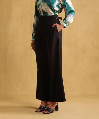 RITU KUMAR Black wide leg pleated trousers 3