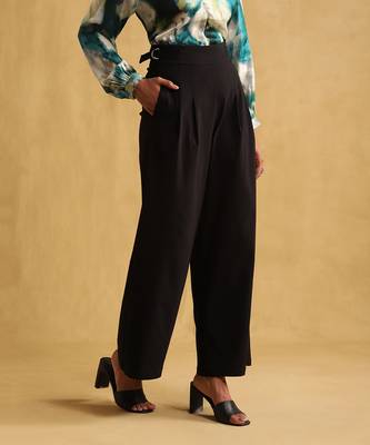 RITU KUMAR Black wide leg pleated trousers 4