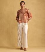 RITU KUMAR Beige wide leg trousers
