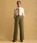 RITU KUMAR Olive green wide leg trousers