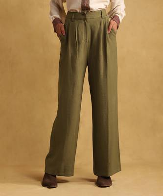 RITU KUMAR Olive green wide leg trousers 2