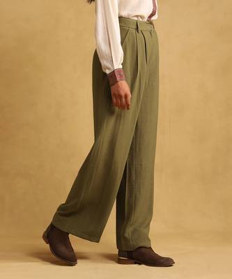 RITU KUMAR Olive green wide leg trousers 3