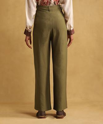 RITU KUMAR Olive green wide leg trousers 4