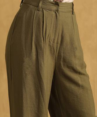 RITU KUMAR Olive green wide leg trousers 5