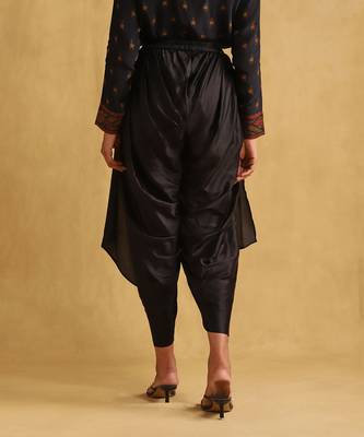 Black Satin Multi Printed Farzana Kurti with Dhoti for Events 4