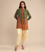 RITU KUMAR Ecru satin draped dhoti salwar