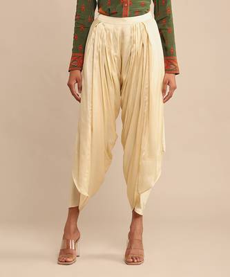 RITU KUMAR Ecru satin draped dhoti salwar 2