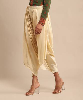 RITU KUMAR Ecru satin draped dhoti salwar 3