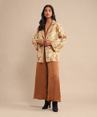 RITU KUMAR Ecru botanical print quilted jacket 1