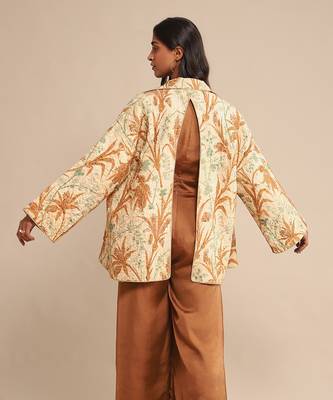 RITU KUMAR Ecru botanical print quilted jacket 4
