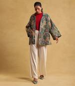 RITU KUMAR Green botanical print quilted jacket