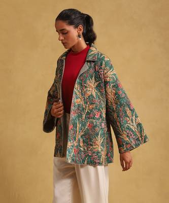 RITU KUMAR Green botanical print quilted jacket 3