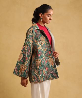 RITU KUMAR Green botanical print quilted jacket 4