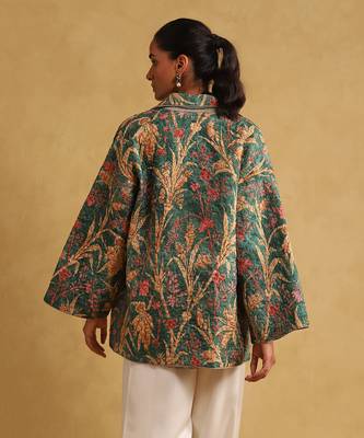 RITU KUMAR Green botanical print quilted jacket 5