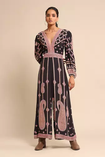 RITU KUMAR Black printed crepe jumpsuit