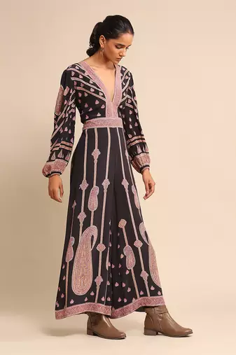 RITU KUMAR Black printed crepe jumpsuit