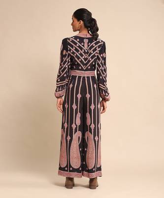RITU KUMAR Black printed crepe jumpsuit 4