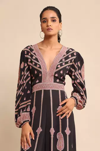 RITU KUMAR Black printed crepe jumpsuit