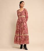 RITU KUMAR Wine botanical print chanderi dress