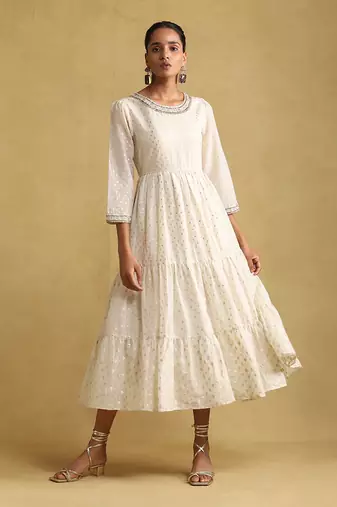 RITU KUMAR Off white embroidered dress
