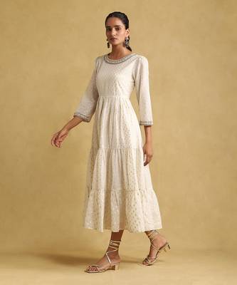 RITU KUMAR Off white embroidered dress 2