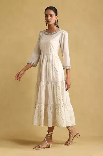 RITU KUMAR Off white embroidered dress