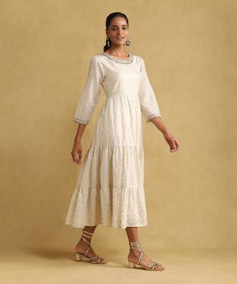 RITU KUMAR Off white embroidered dress 3