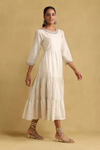 RITU KUMAR Off white embroidered dress