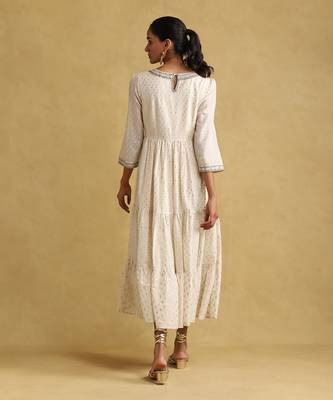 RITU KUMAR Off white embroidered dress 4