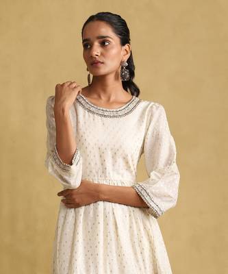 RITU KUMAR Off white embroidered dress 5