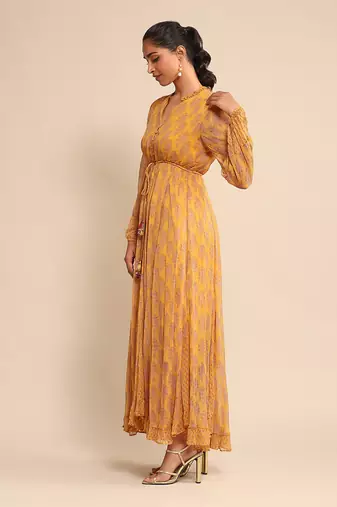 RITU KUMAR Yellow printed long dress