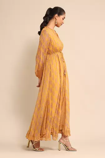 RITU KUMAR Yellow printed long dress